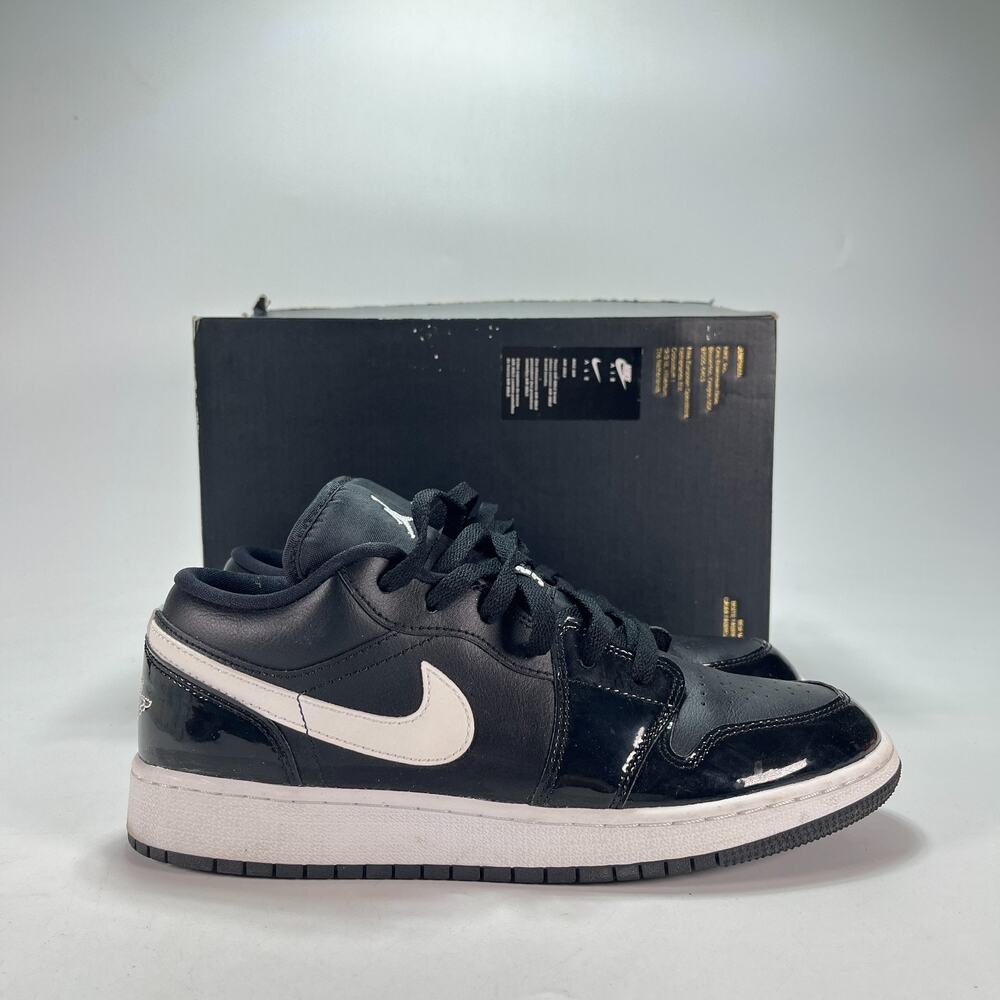 Air Jordan 1 Low Black Patent White Lifestyle Sneakers Shoes 553560-002 Youth 7Y